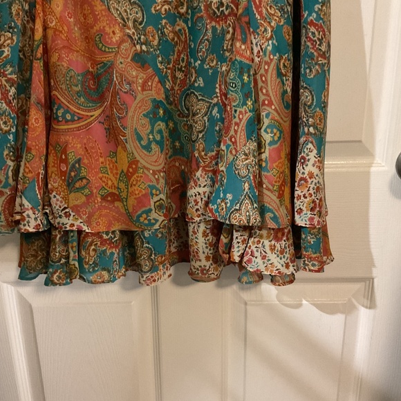 Chaps Paisley Maxi Skirt with Cascading Ruffles - Picture 3 of 5